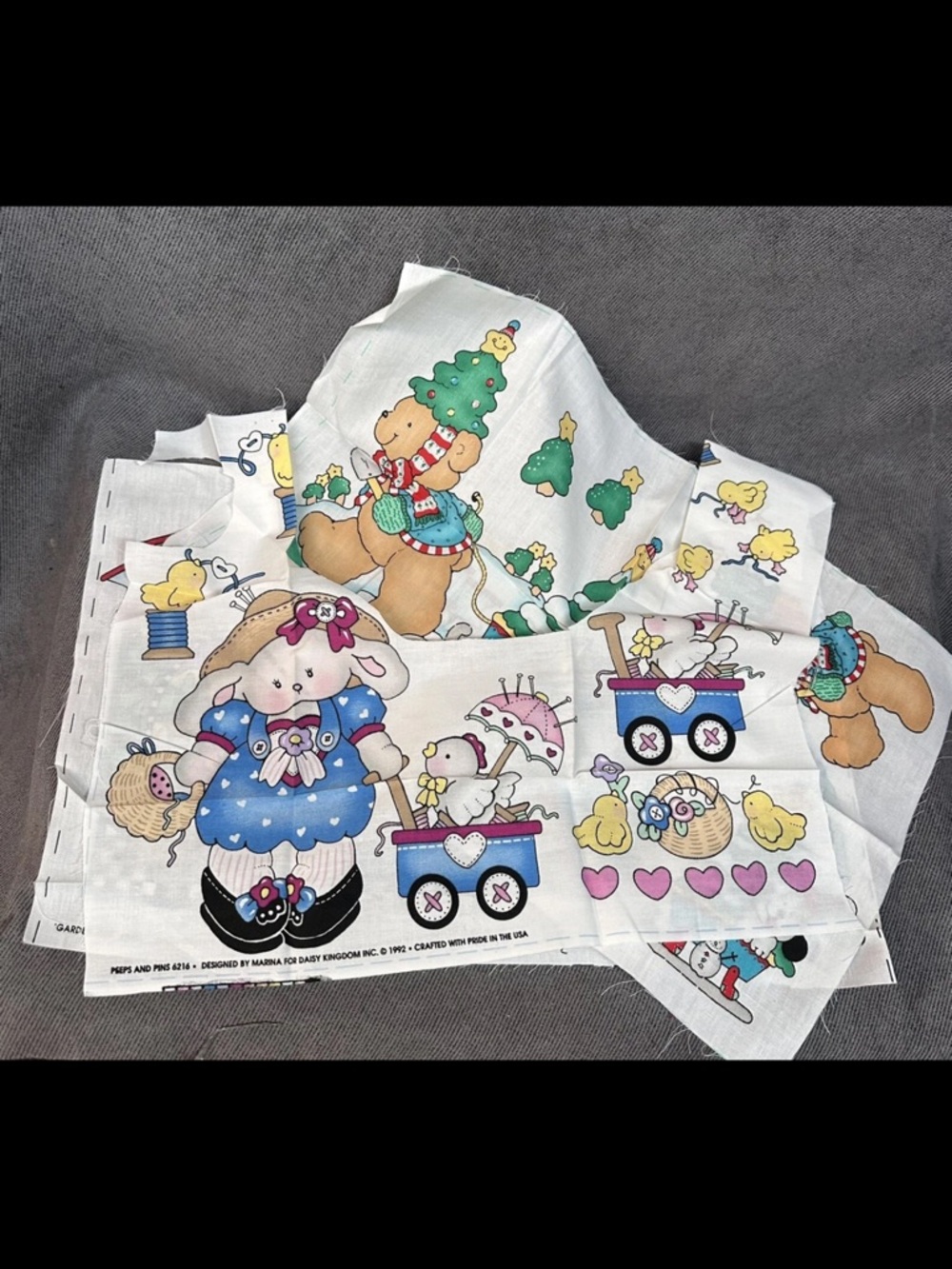 Vintage Daisy Kingdom Fabric Appliqué Bunnies  Rabbits Lot 90s